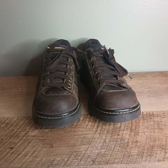 Skechers Womens Y2K Chunky Oxford Sneakers 7.5 Brown Leather Suede Grunge - Picture 4 of 16